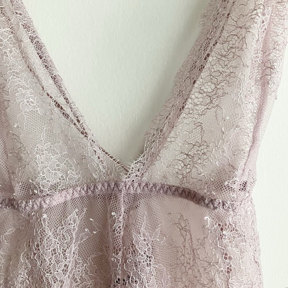 Victoria's Secret Medium Lace Thong Teddy Mauve Crossback Purple Pink Lingerie - Picture 2 of 9